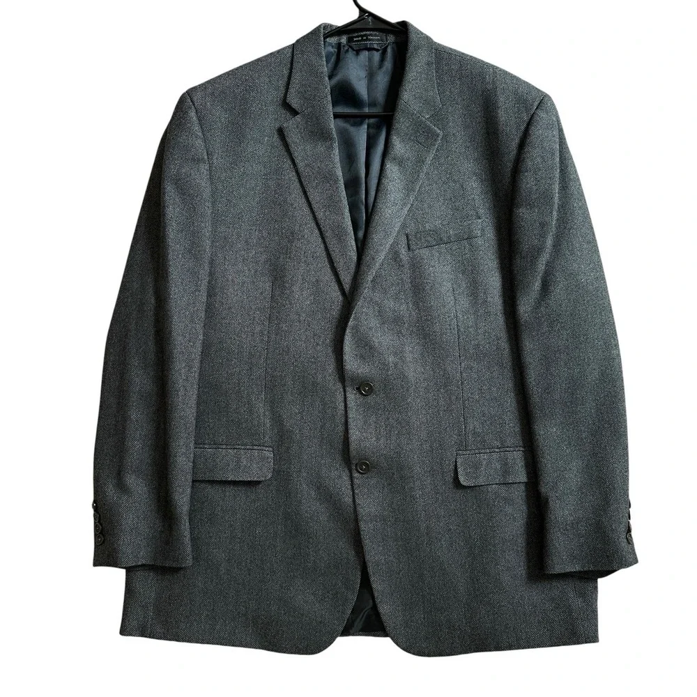 LRL Ralph Lauren Blazer Jacket Men's 48L Gray Wool Cashmere Herringbone Paisley